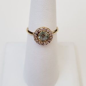 14K Solid Yellow Gold Made in Italy Blue Topaz Ring 7